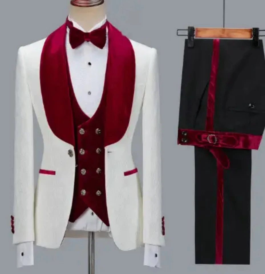 Chaqueta Floral Hombres Traje Delgado Boda Esmoquin Terciopelo Solapa Novio Fiesta Trajes Blazer Foto 1 de 4