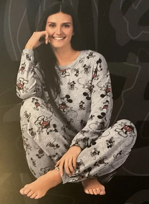 Disney Mickey Mouse Gray 2-Piece Sleepwear Comfy Pajama Lounge Set Women’s Small - Image 1 of 4