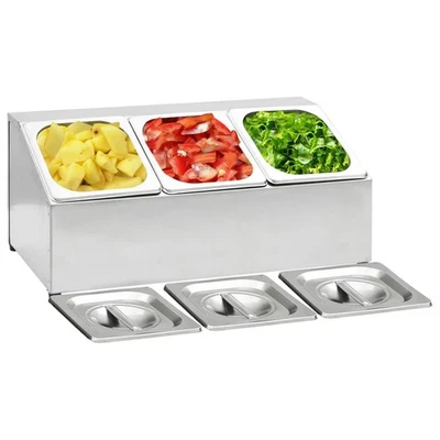 Supporto Gastronorm con 3 Contenitori GN 1/6 in Acciaio Inox - Immagine 1 di 4