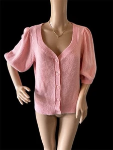 City Chic Cardigan Sweater Short Sleeve Pink Buttons Plus Size XXS/12 NWOTs - Picture 1 of 11