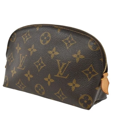 LOUIS VUITTON Logo Pochette Bolsa Cosmética Monograma Cuero Marrón M47515 68DA052 Foto 1 de 4