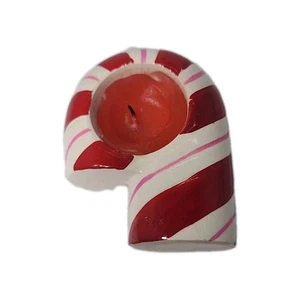 Colonial Candle Company Ceramic Candy Cane Candle For Votive, Tea Light 3  9/16" - Picture 1 of 7