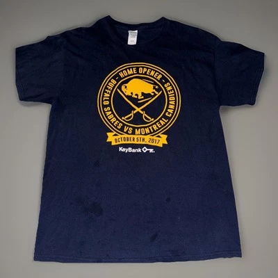 2017 Buffalo Sabres Home Opener T-shirt 2017 KeyBank Navy Large HTF - Image 1 of 4