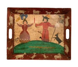 Vintage Peter Hunt Folk Art Tin Tray The Shepherd Of Judea “Le Berger De Judea” - Picture 1 of 10
