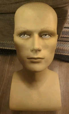 Vintage Male Head Mannequin Bust Form Display Mannequin 14” Tall  - Image 1 of 4