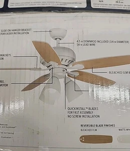 Hampton Bay Rockport 52" LED Ceiling Fan with Light - Matte White - Picture 1 of 10