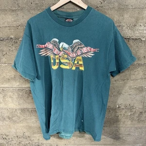 Vintage 1989 Harley-Davidson USA Eagle T-Shirt Forrest Green Single Stitch XL - Bild 1 von 8
