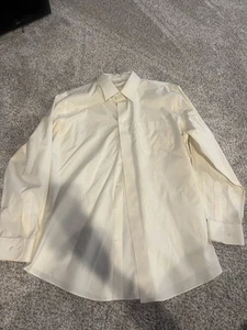 Enro Mens Dress Shirt 17/34-35 Ivory Cotton Non-Iron Button Up Down - Picture 1 of 7