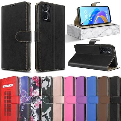 For OPPO A76 Case, Slim Leather Wallet Book Magnetic Flip Stand Phone Cover - Image 1 of 4