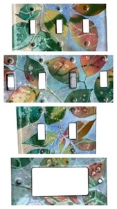 Colorful Fall Leaf Foliage Copper Enamel Light Switch Outlet Cover Plate - Picture 1 of 49