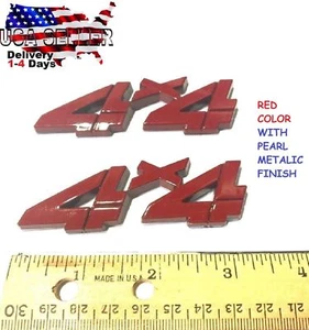 X2 Pieces RED 4 X 4 EMBLEM 4X4 Truck Badge Logo decal SUV SIGN Hood FITS ANY CAR - Picture 1 of 5