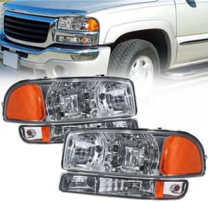 Chrome Headlights Amber Conor Light For 1999-2006 GMC Sierra Yukon XL 1500 2500 - Foto 1 di 4