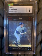 2007 Topps #7 Mickey Mantle CSG Mint 9 Graded Slab New York Yankees!