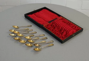 12 elegantes cucharas Watty Mokka plata 800 en cubiertos caja época de la fundación alrededor de 1900 - Imagen 1 de 12