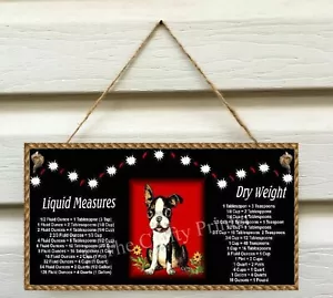 BOSTON TERRIER Schild mit praktischer Küchen-Umbaukarte - trockene & flüssige Maße - Bild 1 von 2