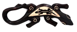 Holz Gecko Eidechse Wandbehang Dekoration Wohndeko 31 cm - Bild 1 von 1