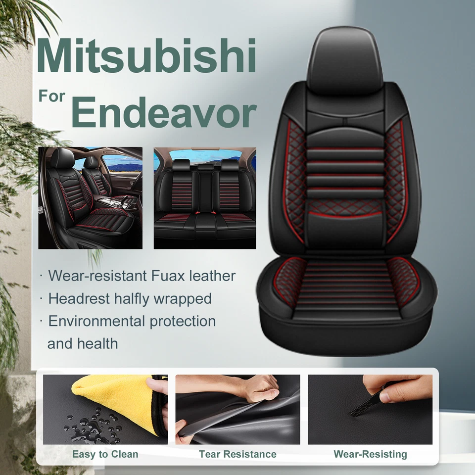 For Mitsubishi Endeavor 2004-2011 Car 5 Seat Covers Fuax Leather Front Rear Pad - Image 1 of 4