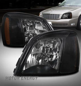 FOR 00-05 CADILLAC DEVILLE REPLACEMENT HEADLIGHT LAMP BLACK LEFT+RIGHT PAIR SET - Bild 1 von 10