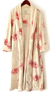 Crabtree & Evelyn Womens Dressing Gown sz L-XL damask cottagecore rose garden - Picture 1 of 17