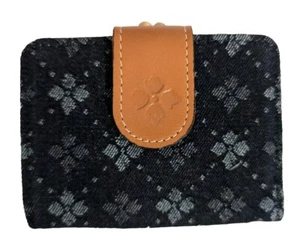 Patricia Nash IBERIA Leather and Denim Single Fold Wallet w/ RFID-Denim Blue-NWT - Picture 1 of 4