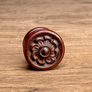 Vintage Radio Knob 1pc 1930's Deco Hardwood 1/4" Opening w/ Set Screw - Picture 1 of 7