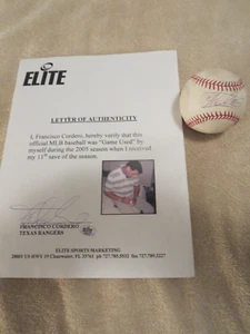 FRANCISCO CORDERO GAME USED MLB SIGNED SAVE BASEBALL 2005 FROM HIM SIGNED LOA - Picture 1 of 3