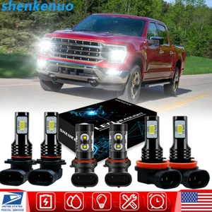 For Ford F 150 2015-2020 Front LED Headlight Hi/Lo Beam + Fog Light Bulbs 6X - Picture 1 of 12