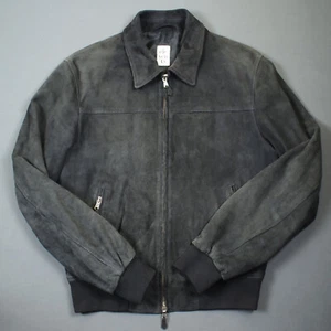 ELEVENTY suede leather bombers jacket size IT 52 / M / Medium dark blue coat - Imagen 1 de 13