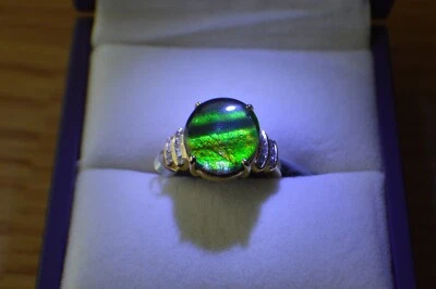 Anillo de diamantes/ammolita canadiense premium de 4,75 quilates en oro amarillo de 10 quilates talla 7 Foto 1 de 4