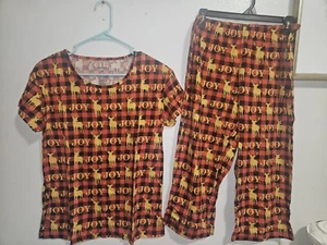 Womens Christmas Plaid Pajama Set Size Med Reindeer Joy - Picture 1 of 9