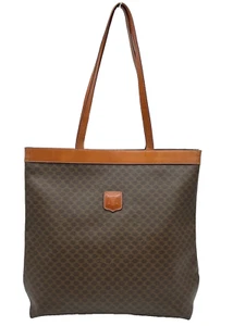 Authentic Celine Macadam Pattern PVC × Leather Brown Tote Bag NS050057 - Picture 1 of 19