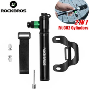 ROCKBROS Bike Pump Alloy 2in1 Mini CO2 Air Inflator Valve AV FV Bicycle Pump - Picture 1 of 7