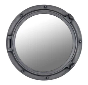 Iron Finish 24" Resin Porthole Mirror Nautical Wall Mount Round Ship  - Picture 1 of 4