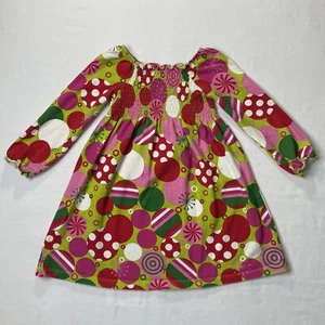 J Khaki JK Girls Holiday Smock Front Elastic Sleeve Dress Sz 5 - Picture 1 of 7