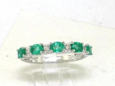 Bandring Ring 585 Weißgold 14Kt Gold 5 feine Smaragde 0,84ct  4 Brillanten  H VS - Bild 1 von 4