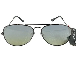 Foster Grant Max Block Sunglasses Aviator Flat Mirrored Lens Black Frame Nwt - Picture 1 of 8