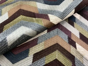 Kravet Couture Embroidered Chevron Fabric- Catwalk / Plum Steel 2 yds 34930-510 - Picture 1 of 4