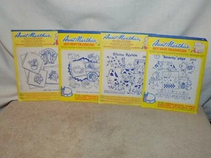 Lot of 4 AUNT MARTHA'S Hot Iron Transfers Embroidery Holsteins, Pigs, Fruits - Picture 1 of 1