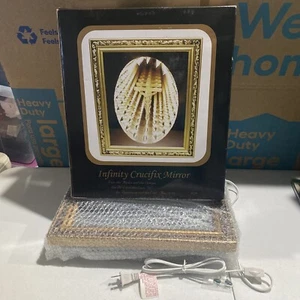Vtg 2000 3D Infinity Mirror Jesus Christ On Cross Light Up Framed Religion - Picture 1 of 8
