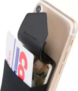 Secure Card Holder for Back of Phone, Stretchy Fabric Cell Phone Wallet Stick on - Picture 1 of 12