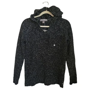 Eddie Bauer Sweater Womens S Small Black Lounge Around Hoodie Long Sleeve - Picture 1 of 7