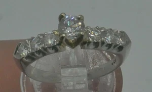 ANTIQUE PLATINUM DIAMOND RING SZ-6.25 4.4G VERY GOOD FREE SHIPPING - Picture 1 of 8