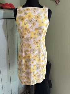 Vintage Ann Taylor Seide gelb und weiß Blumenmuster Schichtkleid Größe 4 - Bild 1 von 5