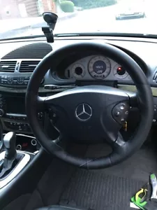 LEATHER STEERING WHEEL COVER FOR MERCEDES E CLASS 08-15 W212 WHITE DOUBLE STITCH - Picture 1 of 6