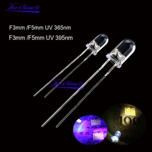 5mm 3mm light-emitting diode Round Ultra Violet LED UV Light 365nm 395nm lamp - Picture 1 of 13