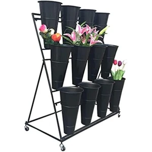 Flower Stand Shelf Display Stand Flower Shop Flower 3 Layers With 12 Buckets - Picture 1 of 7