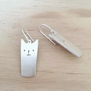 925 Sterling Silver Kitty Earrings Anime Inspired Cat Cartoon Jewelry Earring - Picture 1 of 6