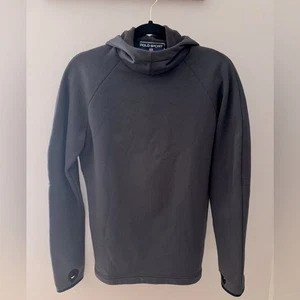 POLO SPORT Ralph Lauren Sudadera con Capucha Atlética Gris y Negra con Agujeros para el Pulgar Talla M Sin Logo - Imagen 1 de 5