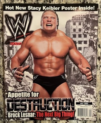 WWE Magazine July 2002 Brock Lesnar *Has Stacy Kiebler Poster* - Image 1 of 4