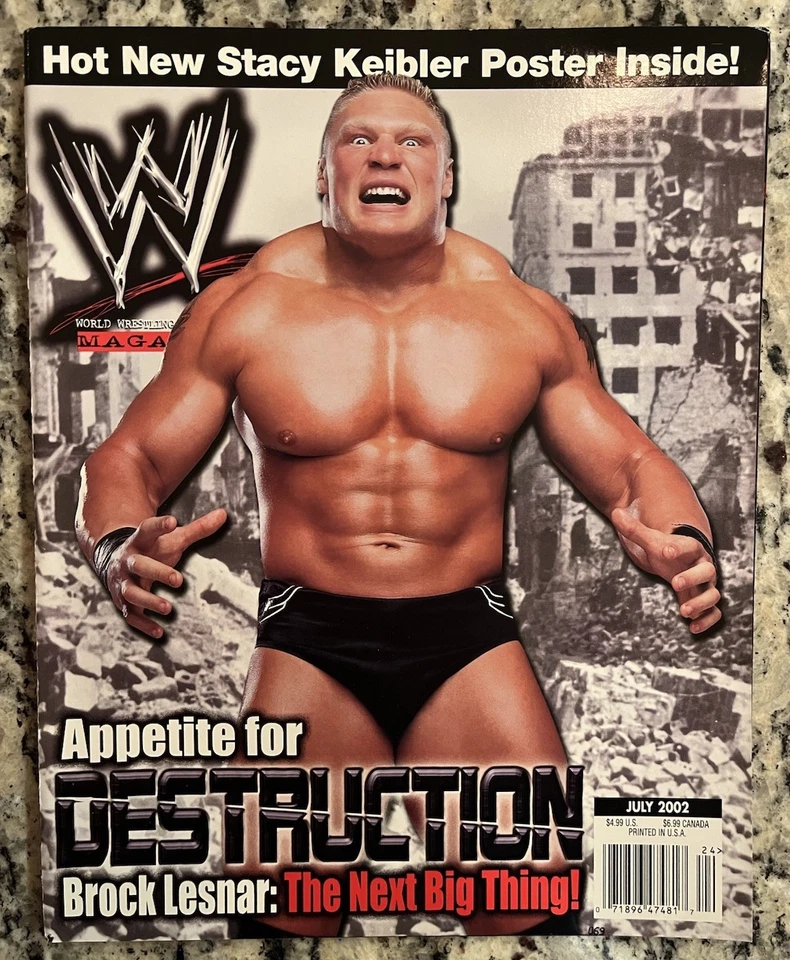 WWE Magazine July 2002 Brock Lesnar *Has Stacy Kiebler Poster* - Image 1 of 4